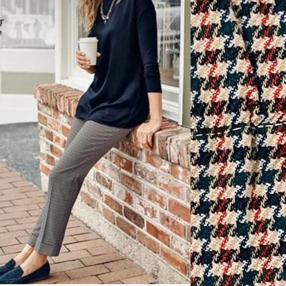 J.Jill Pants - J. Jill Sz 18 Riley Houndstooth Plaid Pull On Pants Cuffed Hem Work Preppy